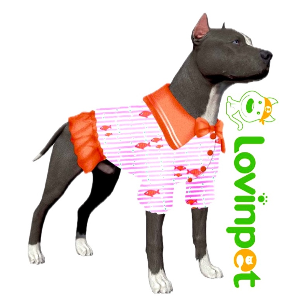 LOVINPET Soft Fleece Dog Dress In Sunfish Red Size Large